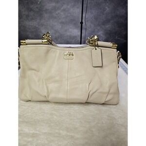 Coach Cream Leather With Gold Hardware Satchel Purse